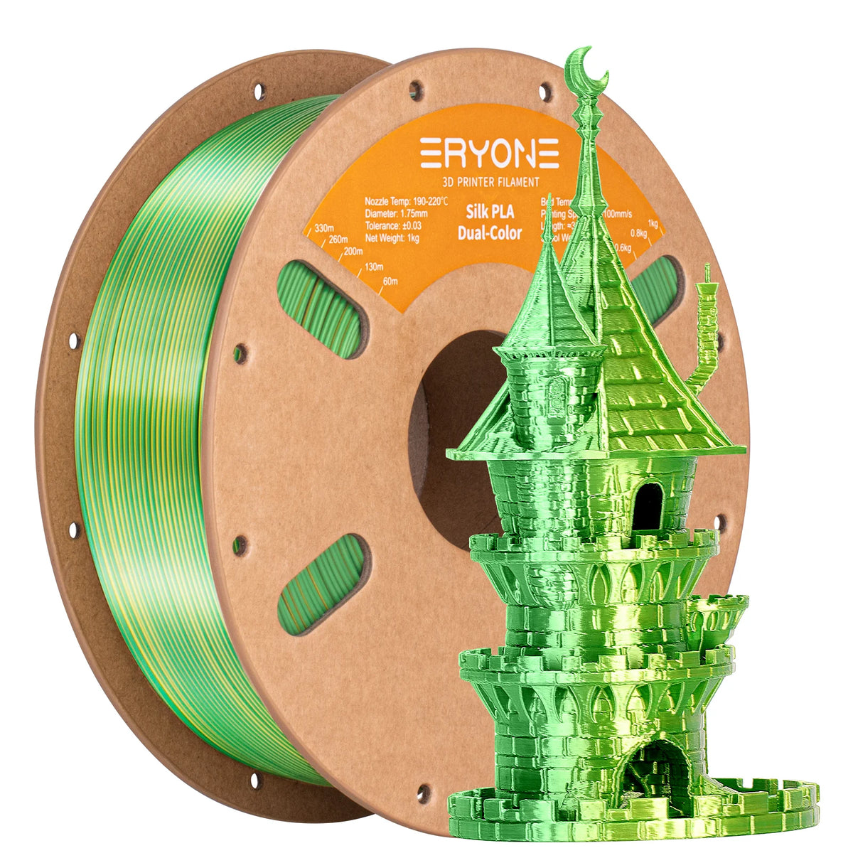 ERYONE 3/5/10KG Dual Color Silk PLA Filament 3D Print,Multicolor Available,Diameter:1.75mm,Tolerance:+/-0.03mm,1KG/Spool