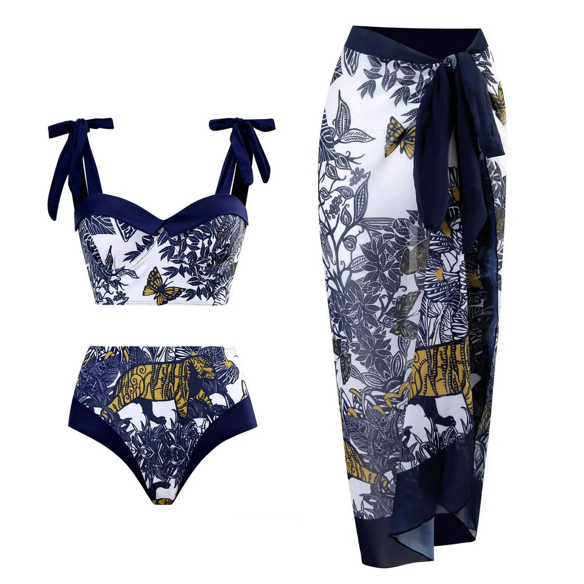 New three piece swimsuit swimsuit lace up beach skirt bikini