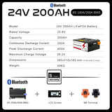 24V 48V 50Ah 100Ah 200AH LiFePO4 Battery Pack Built-in Bluetooth BMS For Solar Home Storage Golf Cart Boat RV Tax Free