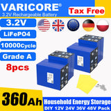 Grade A 3.2V 360AH 340Ah Battery LiFePO4 Lithium Iron Phospha for 12V 24V 4S E-scooter RV Solar Energy Storage System Duty-free