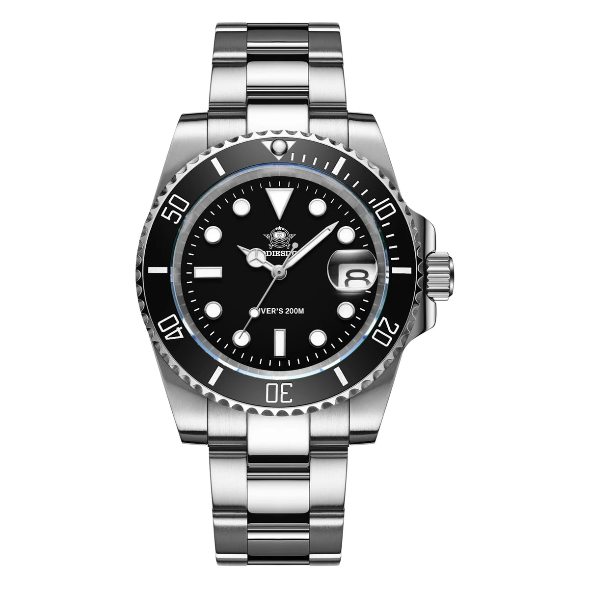 ADDIESDIVE Stainless Steel Watch Men's European and American Business Casual Quartz Watch 200M Waterproof Outdoor Analog Watches