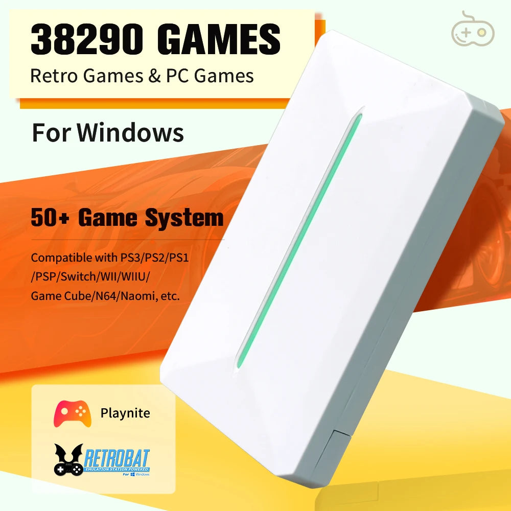 Retro Gaming External Hard Disk For PC Retrobat + Playnite 500GB Emulation Drive With 38000 Games For PS3/PS2/Switch/WIIU/N64