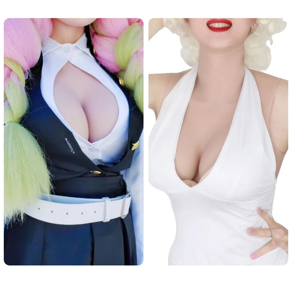 Thin Silicone Fake Boobs Breast Forms Breastplate for Cosplay Dragqueen Crossdressing Crossdresser