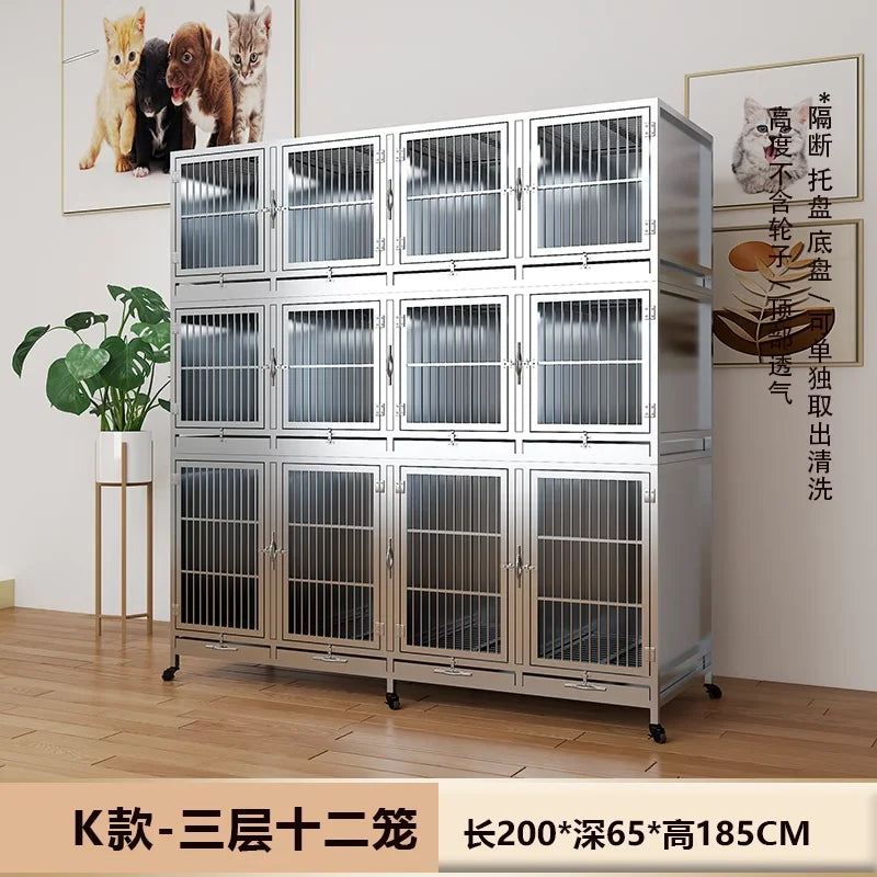 Stainless steel dog cage bold multi-layer pet display cage small dog outdoor display cabinet pet store foster cage