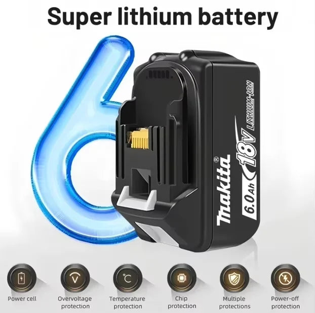 100% Original Style 18V 6.0Ah Rechargeable Battery Use Power Tool Battery Compatible With Makita BL1830 BL1860B Cordless Tools