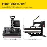 SucceBuy 5 6 8 in 1 Heat Press Machine T shirt Heat Transfer Printer Muntifunctional Sublimation Mug/Latte Mug/Hat/Plate/Bottle