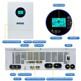 ANENJI Split Phase 12KW 48V Hybrid Solar Inverter 120V 220V Parallel Inverter Pure Sine On Grid MPPT 200A Solar Charger PV 500V
