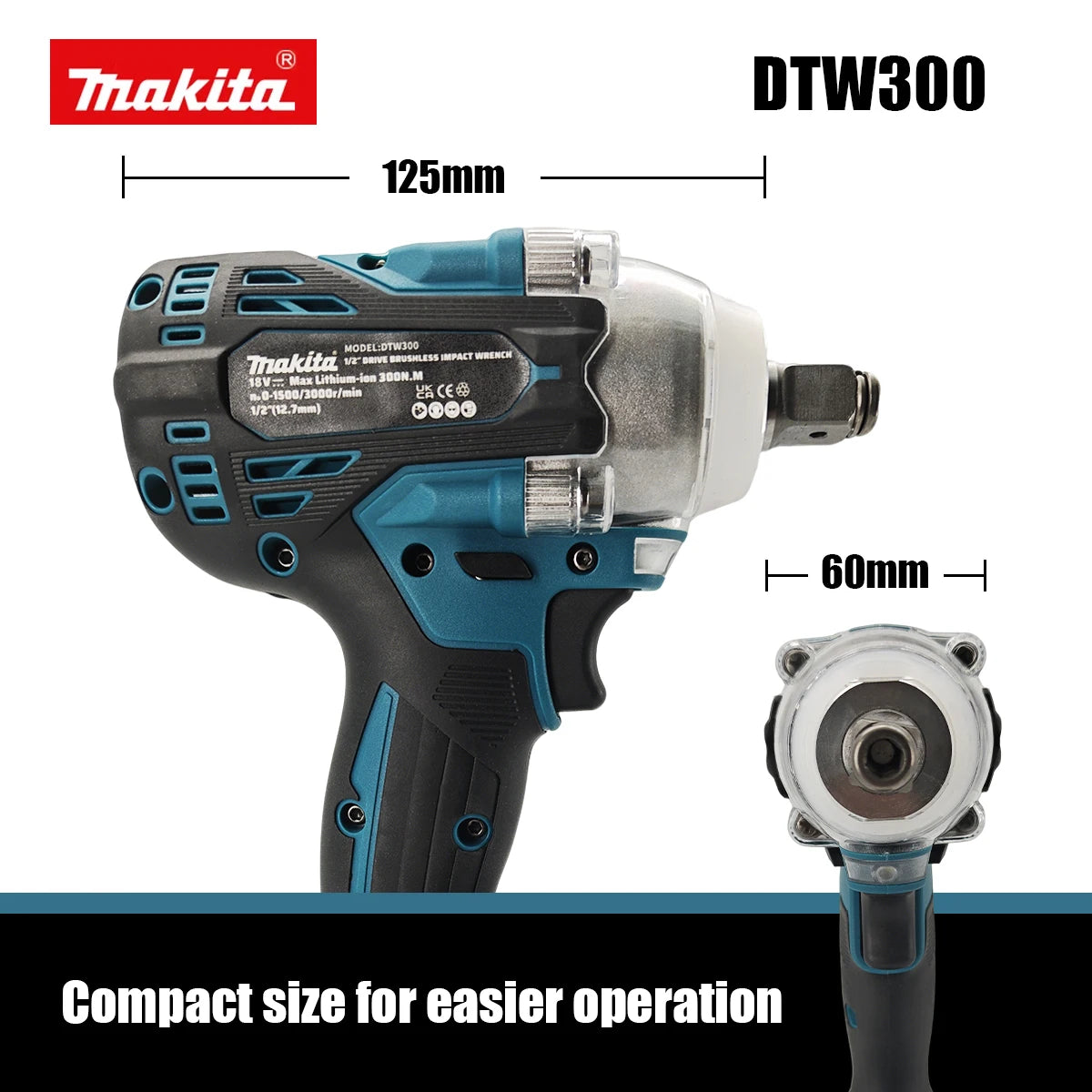 Makita DTW300 18V Brushless Cordless Wrench High Torque Auto Repair Tool Set Lithium-ion Power Wind Cannon for Tire Removal