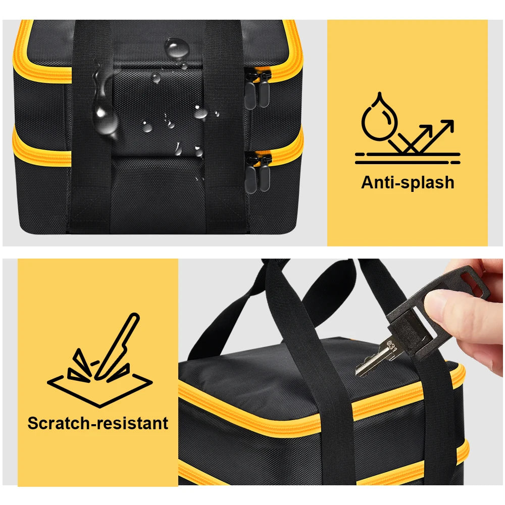 Double-Layer Battery Storage Bag for DEWALT Batteries & Chargers – Heavy-Duty Carrying Case Fits 20V/60V （Bag Only)
