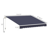 10' X 8' Retractable Awning, Patio Awnings, Sunshade Shelter W/Manual Crank Handle, Customized