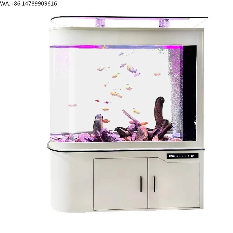 All-in-One AquariumNew Bullet Glass Luxury Fish Tank 600L Smart Ultra Quiet Eco-Friendly Easy To Clean Living Room Aquarium Dry/