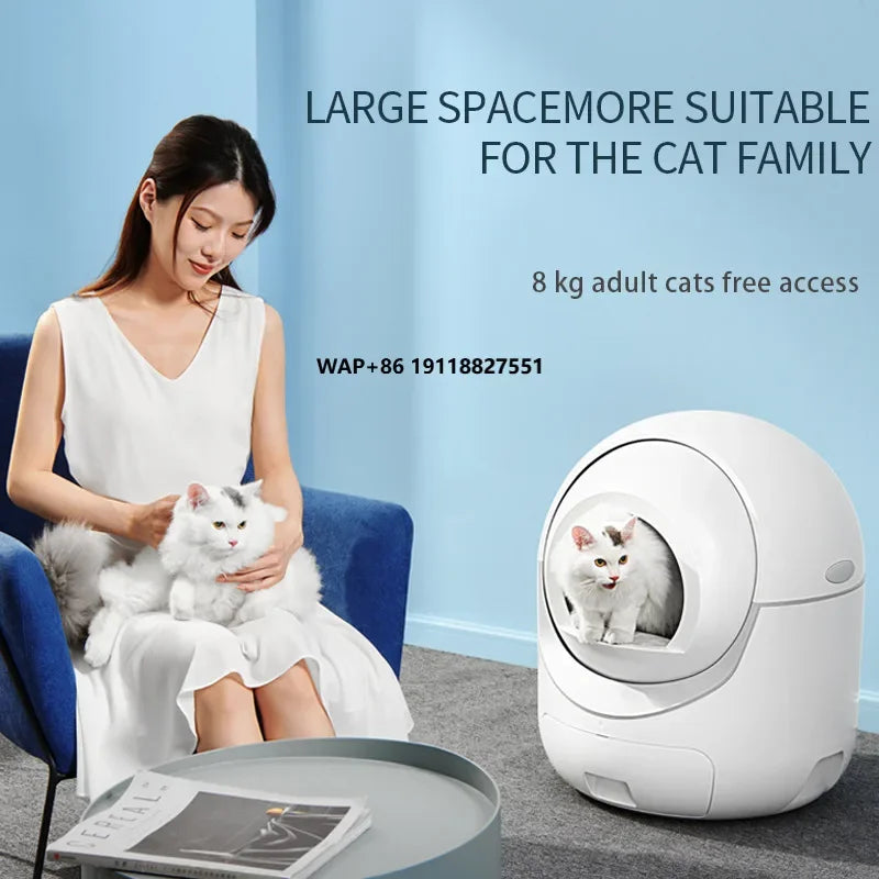 Self-Cleaning Plastic Cat Box Eco-friendly Design 10kg Weight 10L Capacity Square Design Automated Smart Sandbox