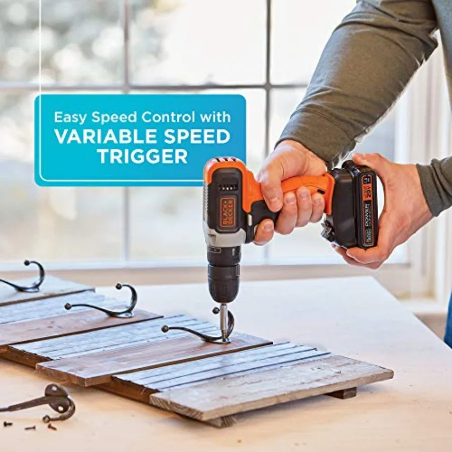 20V MAX Cordless Drill Kit with Battery Charger and Double Sided Drill Bit for Home DIY Projects Efficient Power Delivery Comp