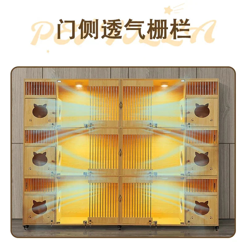 Cat cage villa solid wood household  display cabinet custom  cabinet  house pet store foster breeding three-layer  h