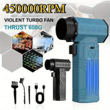 450000RPM Air Blower Powerful  Mini Turbo Fan Jet 10000mAh 600g Thrust 70m/s Wind Brushless Duster leaf Removal Dryer keyboard