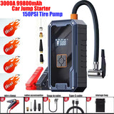 Professional 3000A 99800mAh Car Jump Starter 150PSI Tire Pump 4 in 1 12V Battery Booster Jump Box Power Pack LED Emergency Light