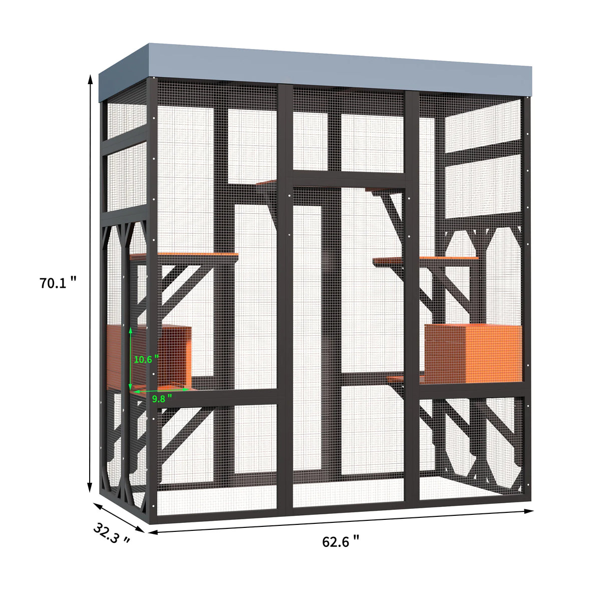 Large Outdoor Cat Enclosure with 5 Platforms & 2 Houses – Durable Metal Frame, Easy Assembly, Indoor/Outdoor Cat Run