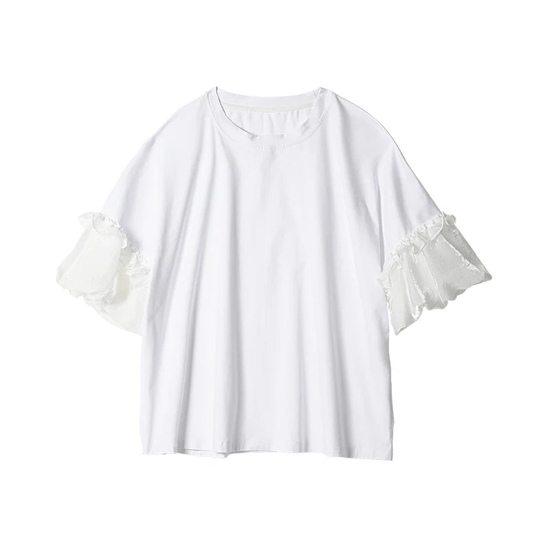 2026 imakokoni summer pure cotton casual loose fitting yarn design lantern sleeve top 255029+255030