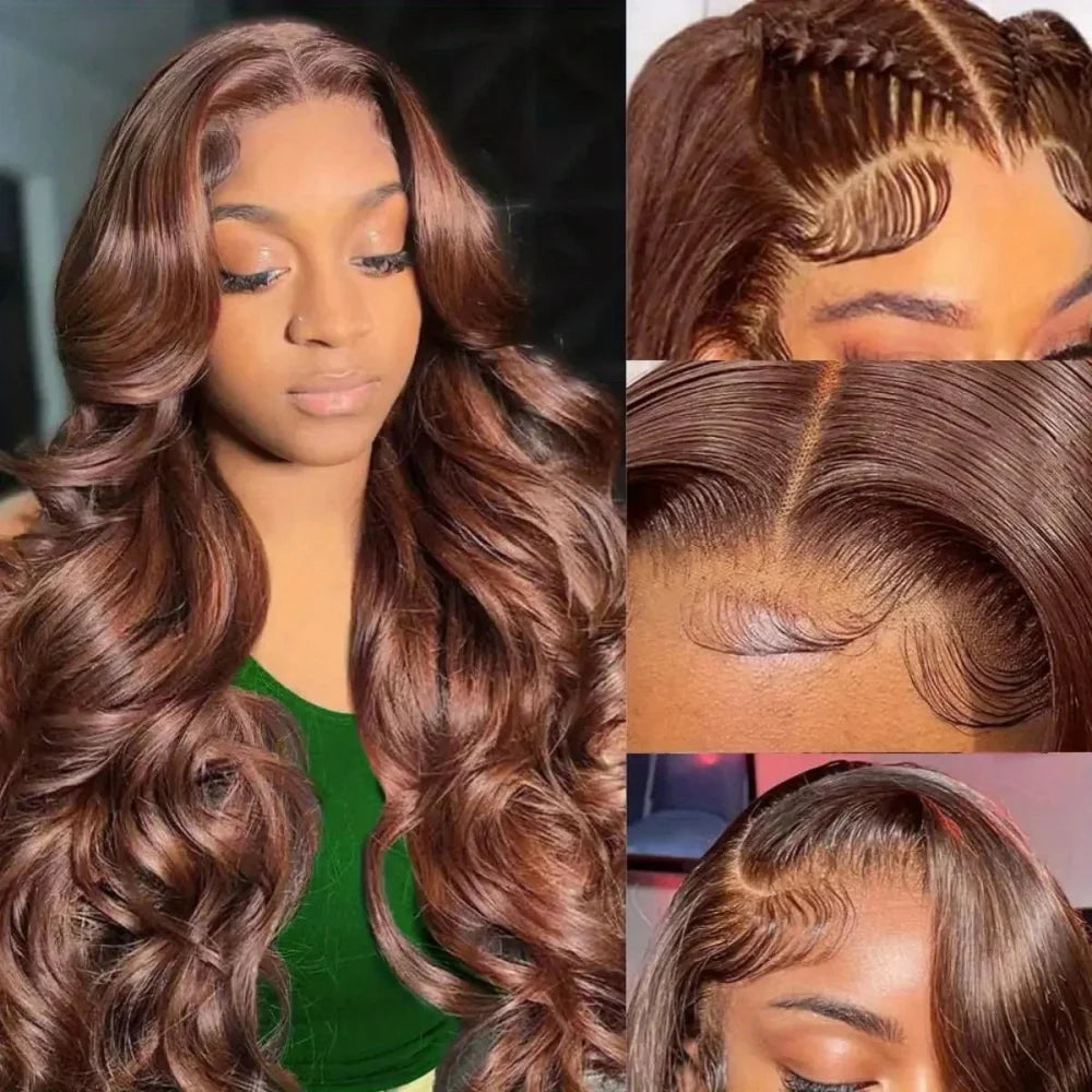 Chocolate Brown Lace Front Wig Transparent HD 13x6 Lace Frontal Wig 100% Colored Body Wave Human Hair Wigs 4x4 5x5 Preplucked