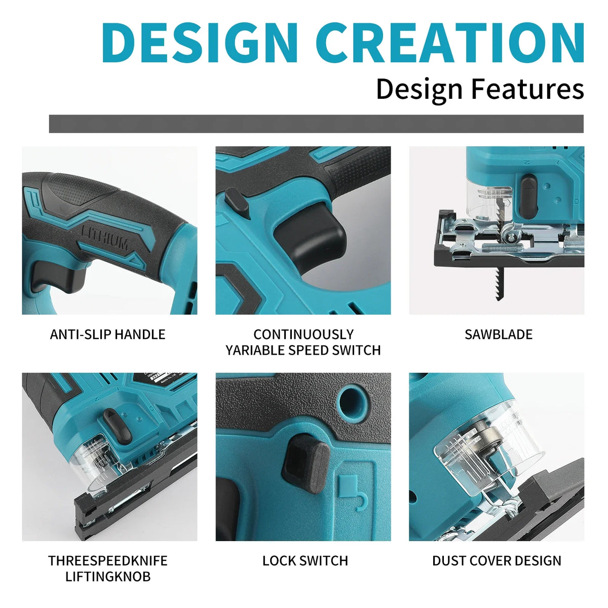 Makita DJV182 18V Cordless Jigsaw 300W 0-2700rpm 80mm Stroke ±45° Bevel Cut Power Tool for Wood Plastic Metal Cutting