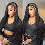 13x4 HD Water Wave Human Hair Wig 40 Inches Pre Plucked Lace Frontal Wig