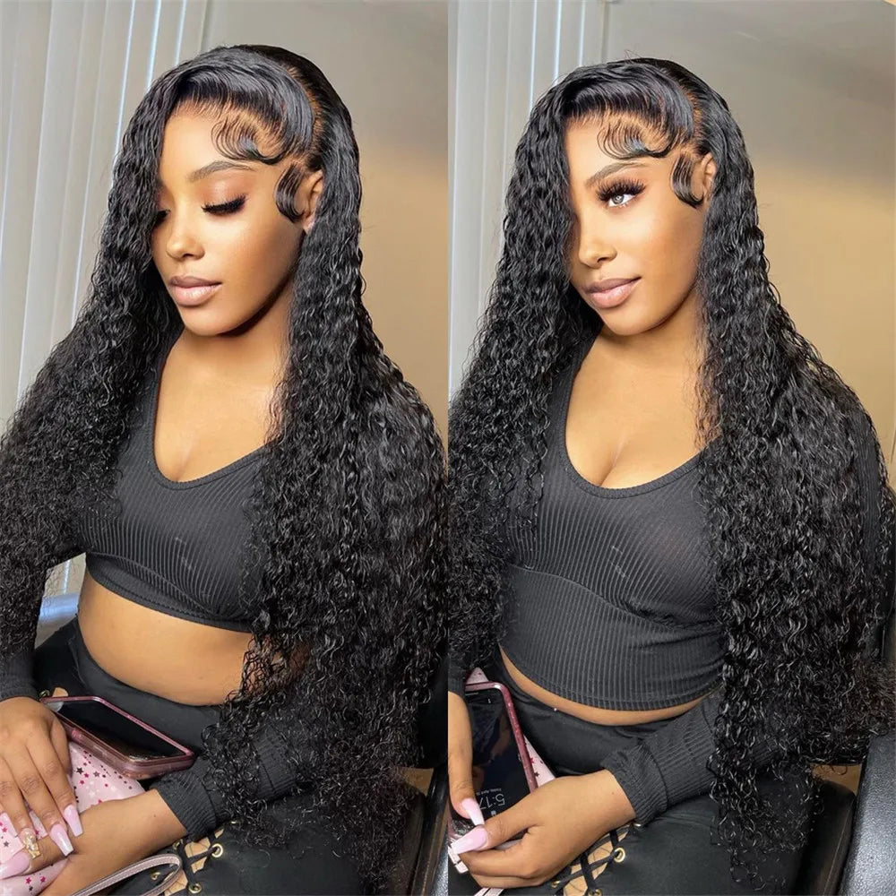 13x4 HD Water Wave Human Hair Wig 40 Inches Pre Plucked Lace Frontal Wig