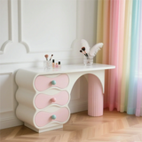 XX39New cream style pink solid wood chest integrated bedroom makeup table storage cabinet