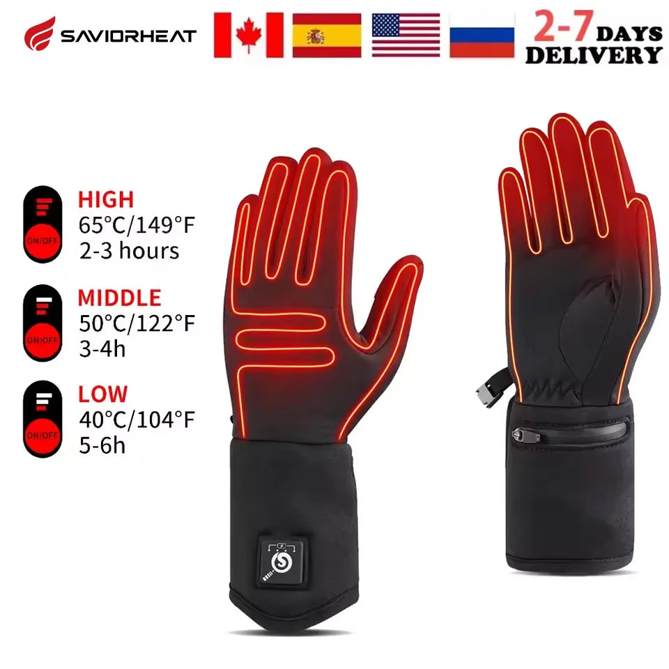 Savior Heat Electric Heated Glove Liners for Men Women Rechargeable Battery Heating Riding Ski Snowboarding Cycling Thin Gloves