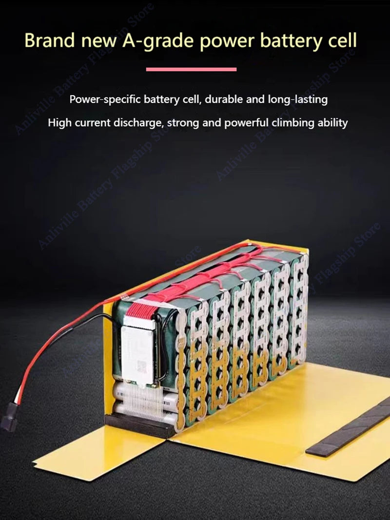 Silver Fish 36V/48V/52V/60V 10Ah 12Ah 15Ah 20A Removable Lithium Battery Pack Built-in BMS for 250W-1800W Folding E-two Wheeler