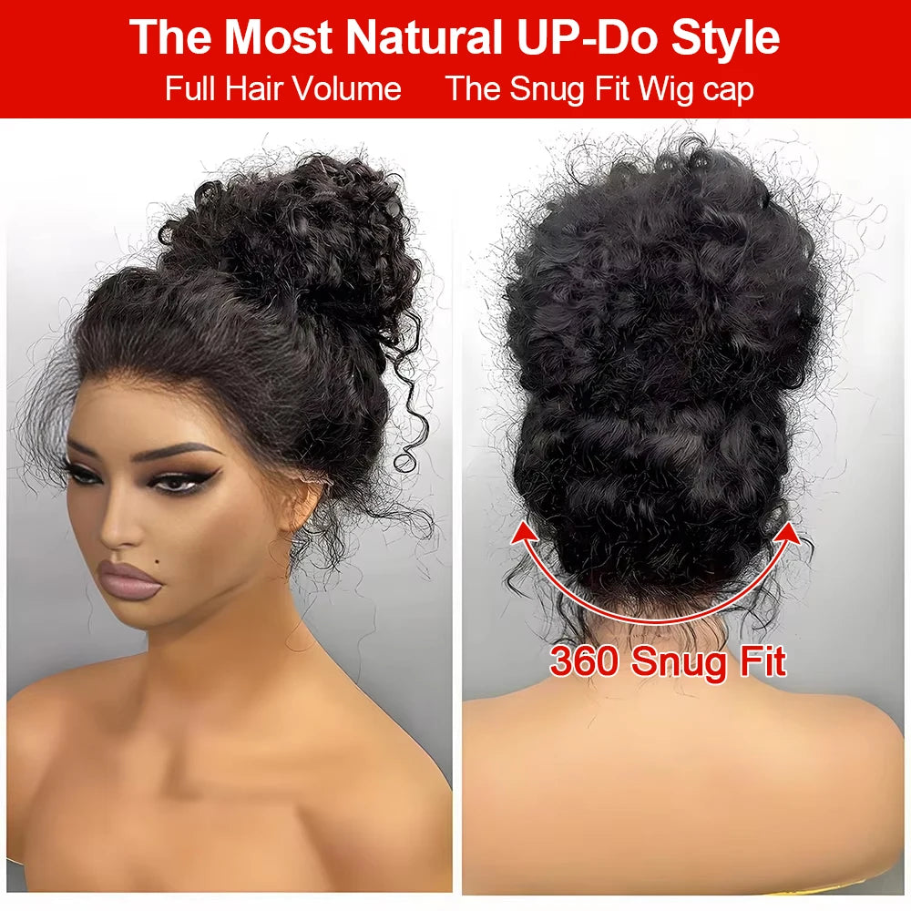 300% Density Curly Wigs HD 360 Full Lace Front Human Hair Wigs Brazilian