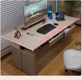 Height Adjustable  Computer Desks Gaming Electric Desk Home Office Computer Desks Study Saddle Leather Office Furniture Bureau