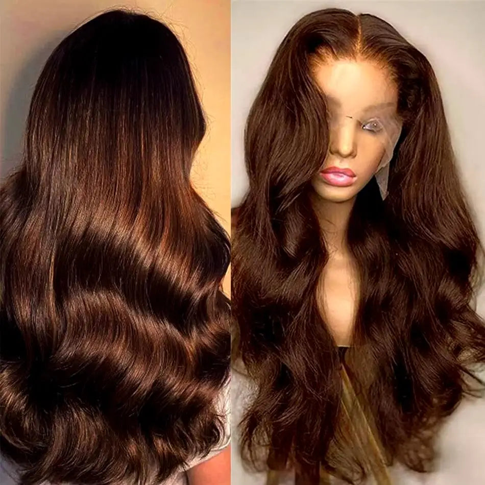 250 Density Human Hair Wigs Chocolate Brown Lace Front Wig Body Wave Wig 13x6 Hd Lace Frontal Wig for Black Women Clearance