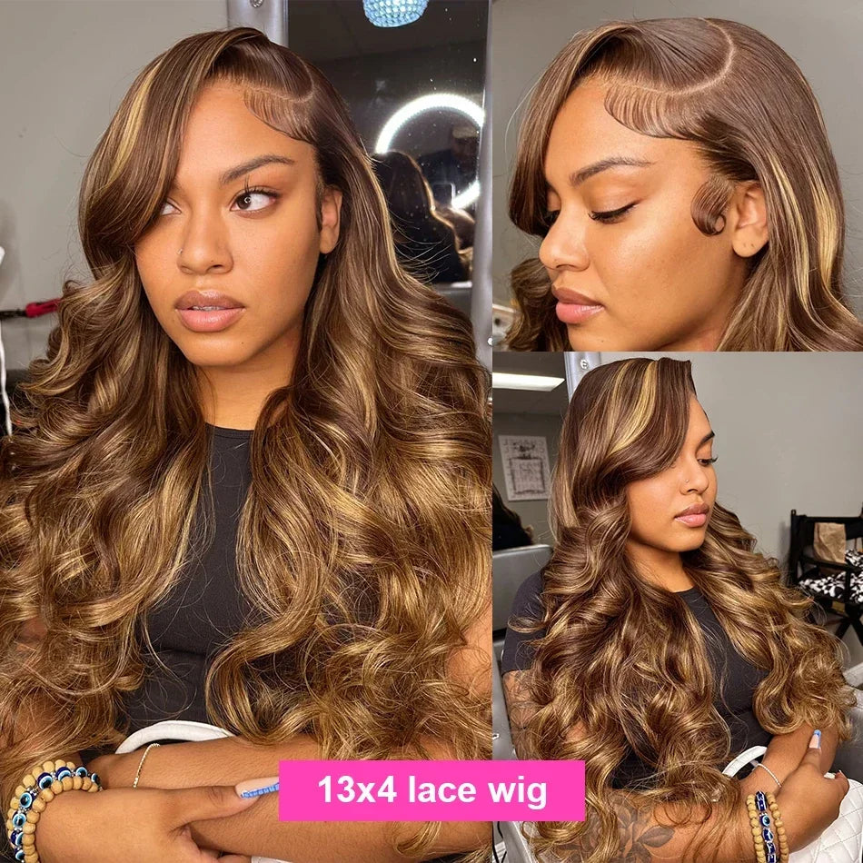 Highlight Wig 100% Human Hair 13x6 Hd Lace Frontal Wig Honey Blonde Lace