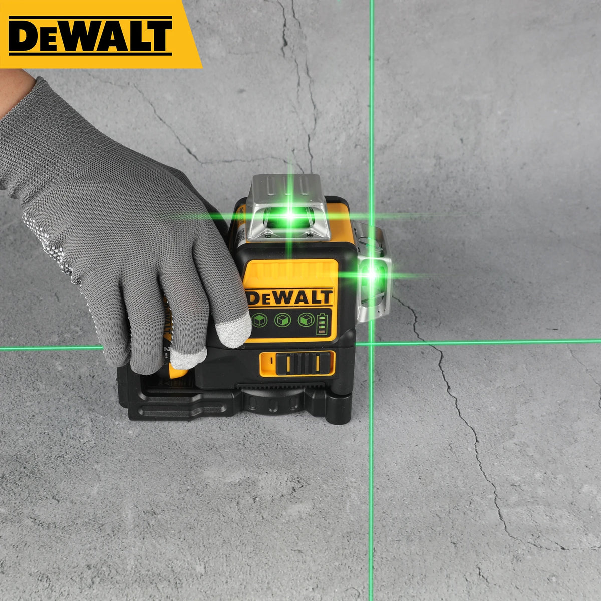 Dewalt DW089LG 12-Line Green Beam Laser Level - 360° 3-Side Coverage, 12V Li-Ion, Jobsite Ready for Any Task