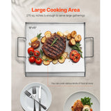 SucceBuy Stainless Steel Griddle Flat Top Rectangular Plate Grill-Top Griddle Pan Gas Grill Griddle for BBQ Portable Cookware