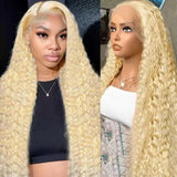 613 Blonde Deep Wave Hair Wig 13x4 13x6 HD Transparent Lace Front Wig Real Human Hair HD Lace Closure Wig For Women Nature Black