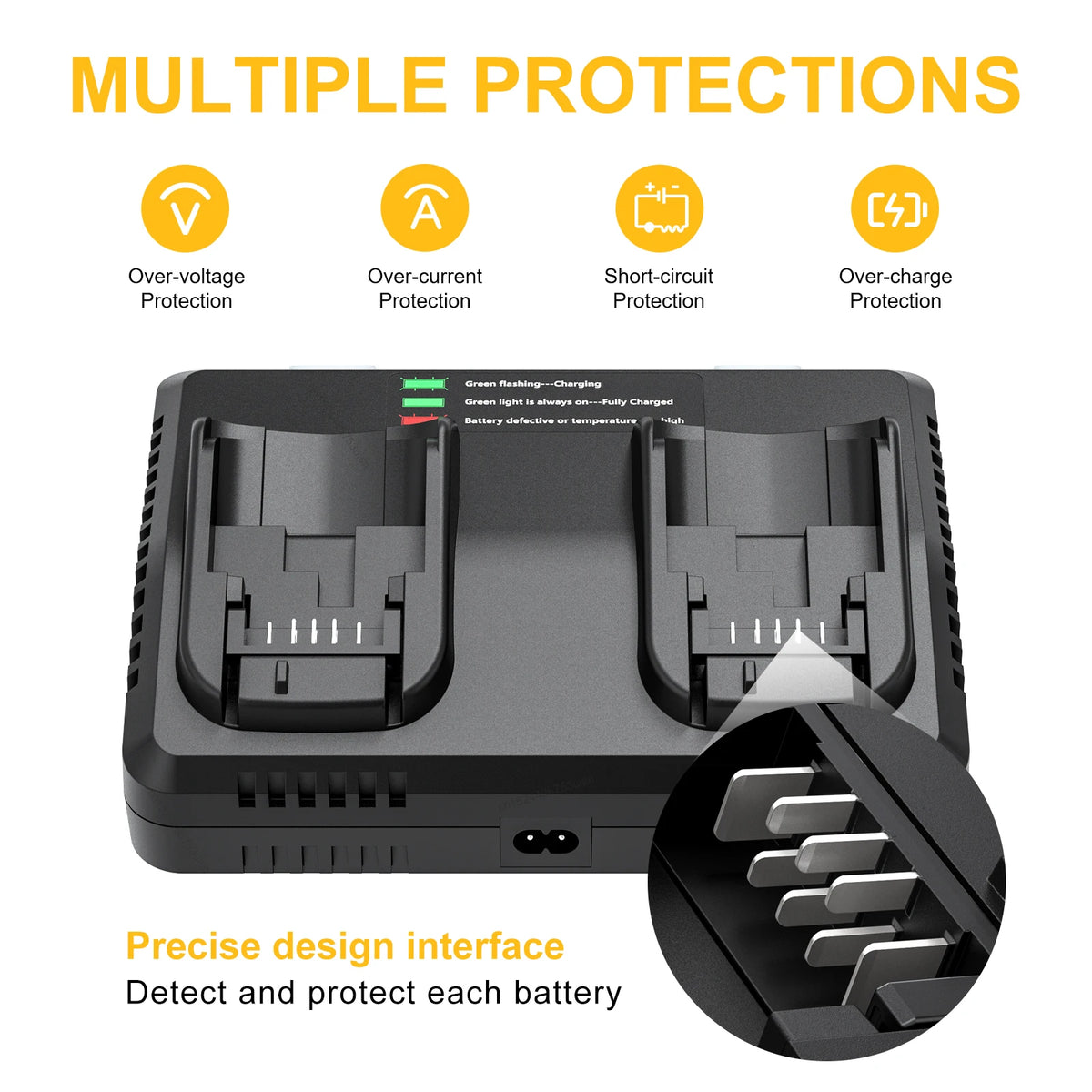 6AH Dual Charger For Dewalt DCB200 Battery Charger DCB107 DCB105 DCB112 DCB115 DCB102 DCB1106 DCB201 DCB203 DCB204 DCB205 DCB206