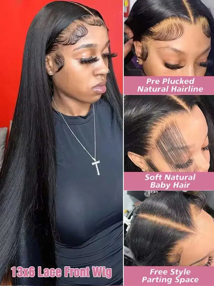 13x4 13x6 Hd Bone Straight Transparent Lace Front Wig Human Hair 40 Inch