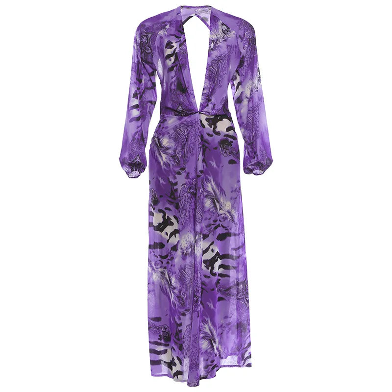 Women Green Tie Waist Long Sleeve Maxi Dress Deep V Lantern Sleeve Flowy Vacation Gown 2026 Seaside Street Holiday Party Outfit