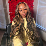 Highlight Body Wave Wig Human Hair 13X6 Hd Lace Frontal Wig P427 1B30 Black Brown Blonde 13X4 Front Ombre Colored Wig 30 36 Inch
