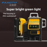 FAAOTU 089LG 3 Sides*360 Degree Vertical Lines Laser Level Meter Outdoor 12V Lithium Battery Horizontal Green Light Level