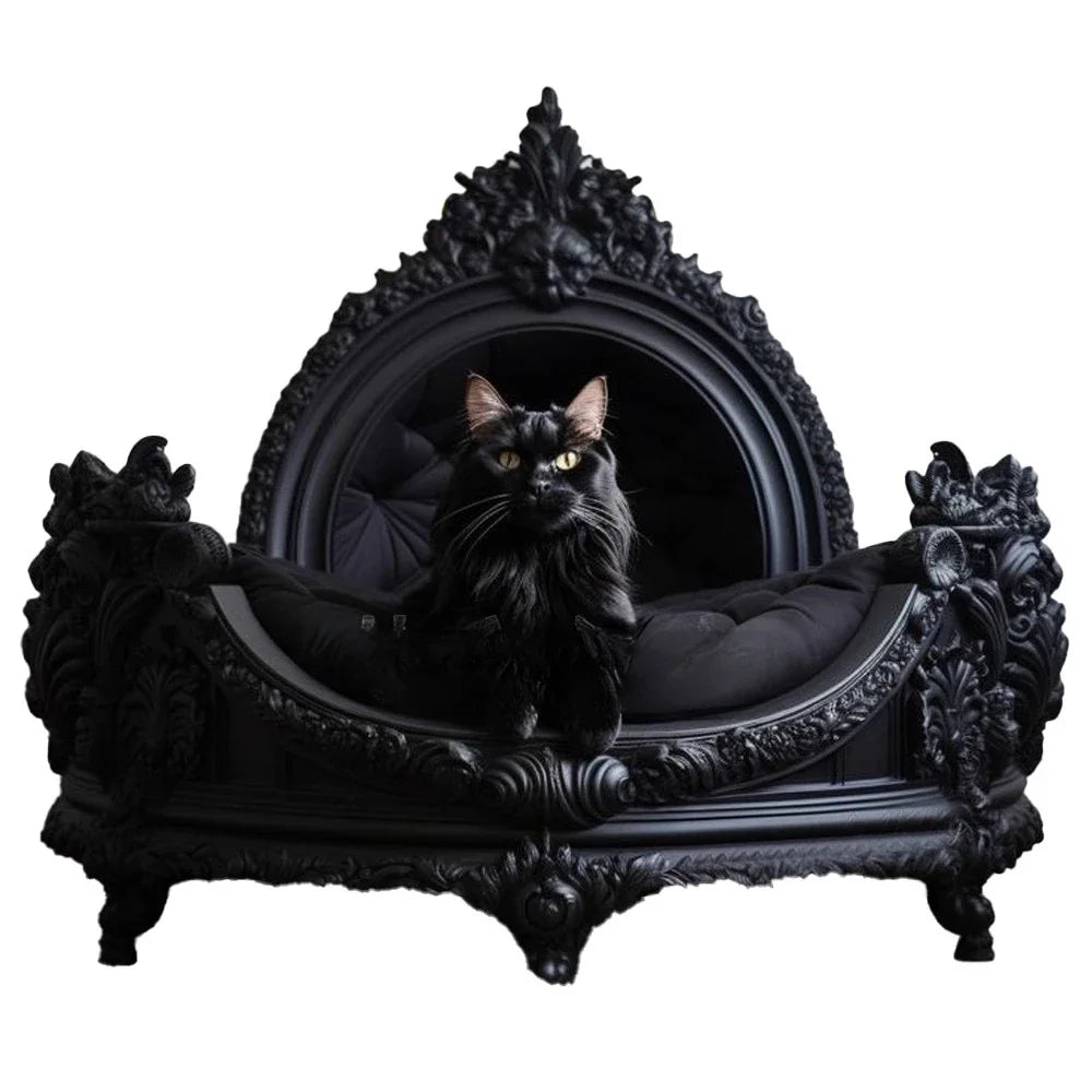 AADark Cat Kennel Kennel Indoor Solid Wood Carving Cat Bed Dog Bed