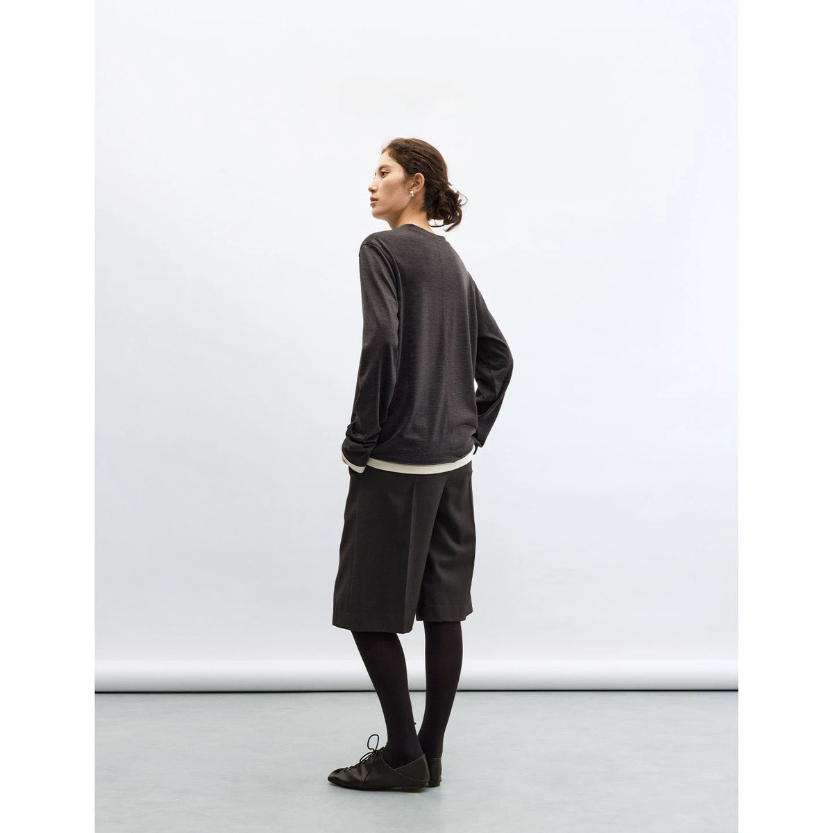 100% Wool~Fake Two-Piece T-Shirt, Women's Long-Sleeved Top, Soft and Loose base layer