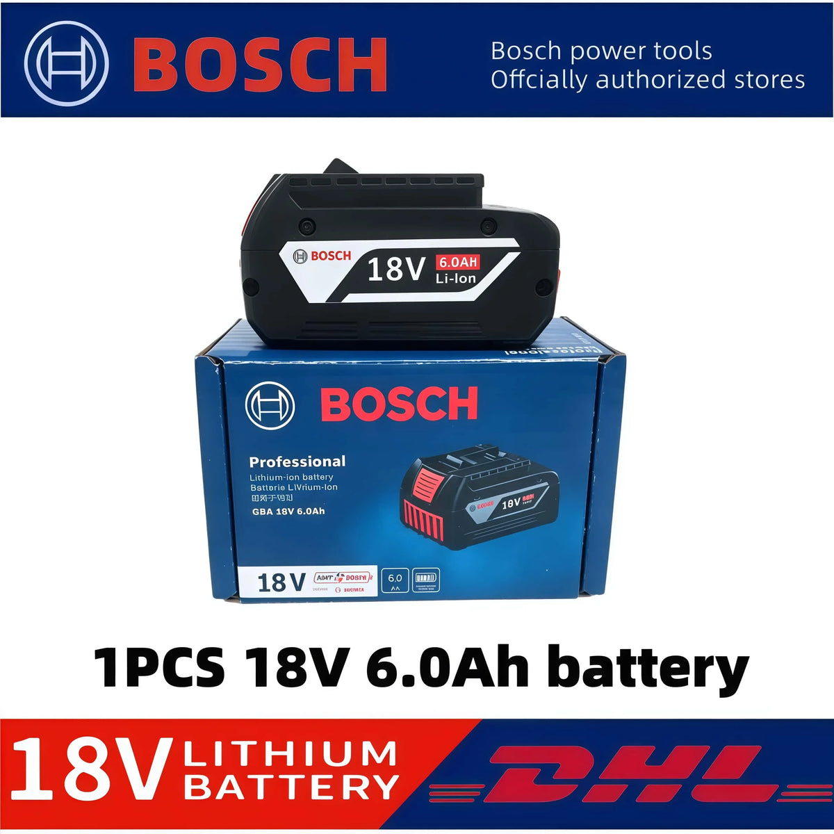 100% Original Bosch 18V Battery, 6000mAh Backup Batteries, Draadloze Professional System, BAT609 BAT618 GBA18V80 Tool