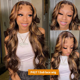 Highlight Body Wave Wig Human Hair 13X6 Hd Lace Frontal Wig P427 1B30 Black Brown Blonde 13X4 Front Ombre Colored Wig 30 36 Inch