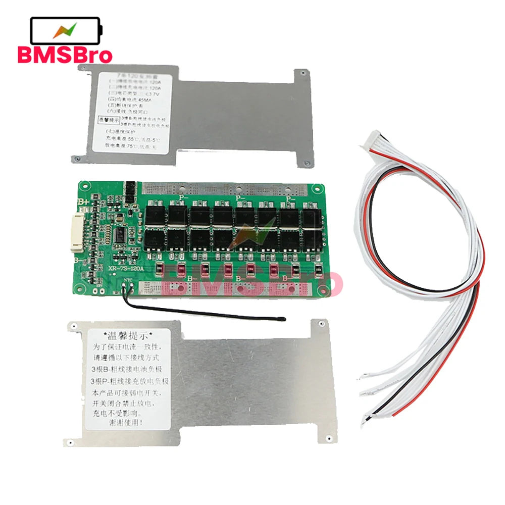 BMS 7S 120A 32MOS Lithium Battery Balancer Equalizer Charge Protection Board Common Port with NTC Temperature Protect for Ebike