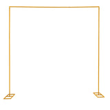 3m Adjustable Gold Square Wedding Arch Stand with Base, Heavy Duty Metal Backdrop Frame for Ceremony Party Decoration
