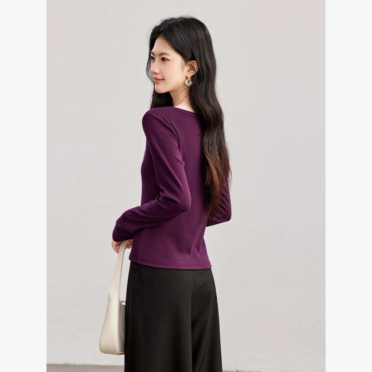 VIMLY Green Long Sleeve T-shirt Women Fashion Henley Neck Lace Spliced Slim-fit Knit T-shirt 2026 Fall Elegant Top Female 31596