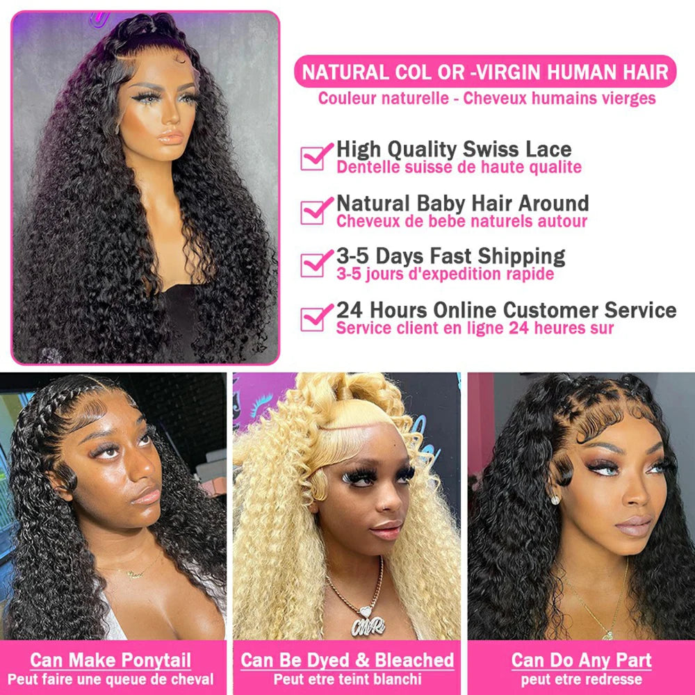 30 34 Inch Deep Wave Frontal Wigs For Women Curly 100% Human Hair Brazilian 13x4 13x6 Wet And Wavy Water Wave Lace Wig