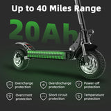 Foldable 2 Wheel Electric Scooter 20Ah Rechargable Battery 80 km Long Range 1300W Motor 10" Big Wheel Mobility Scooter for Adult